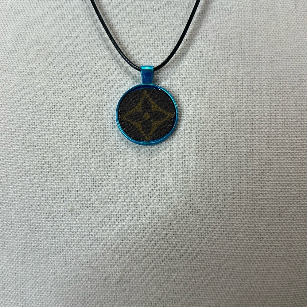 Necklace with upcycled Louis Vuitton monogram charm